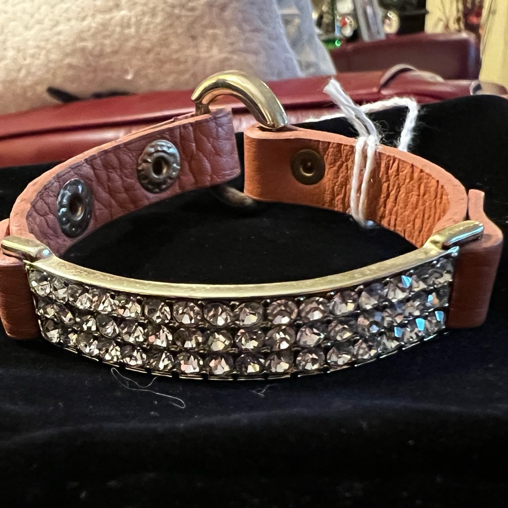 Sparkling Rhinestone Leather Bracelet